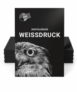 Exklusiver Digitaldruck mit weißer Schmuckfarbe – edle Kontraste auf dunklem Papier. Verschiedene Formate verfügbar.