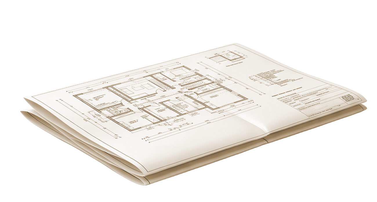 Gefalteter Bauplan
