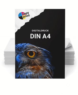 Digitaldruck im Format DIN A4 in Farbe oder Schwarz-Weiß für Dokumente und Unterlagen.