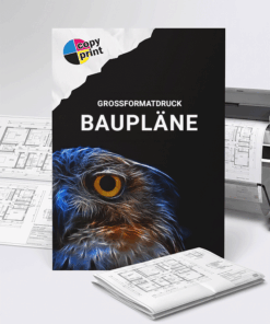 CAD- und Architekturpläne im Großformatdruck auf 80g/m² mattem Papier in DIN A2, A1 und A0.