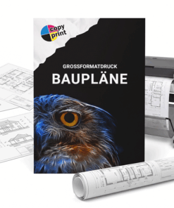 CAD- und Architekturpläne im Großformatdruck auf 80g/m² mattem Papier in DIN A2, A1 und A0.