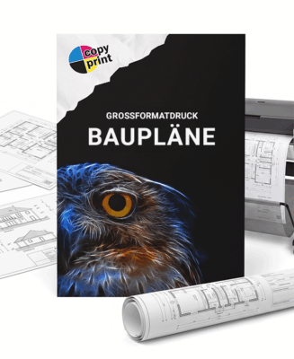 CAD- und Architekturpläne im Großformatdruck auf 80g/m² mattem Papier in DIN A2, A1 und A0.