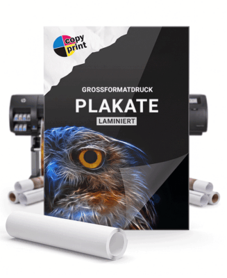 Plakate mit Schutzlaminat im Format DIN A2, A1, A0 oder Sonderformaten in Farbe oder Schwarz-Weiß.